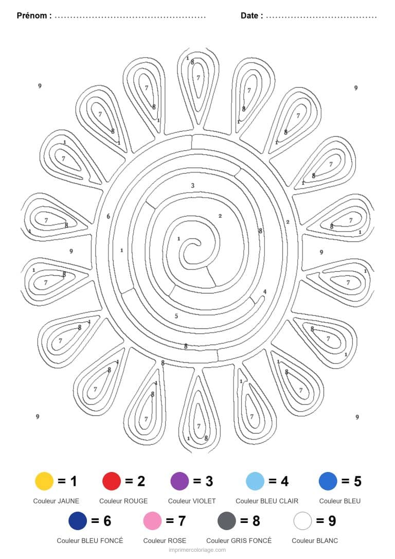 coloriage magique addition mandala soleil - dessin gratuit &agrave; imprimer