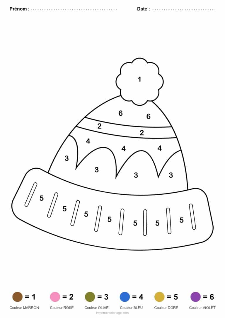 coloriage magique automne bonnet d hiver - dessin gratuit &agrave; imprimer
