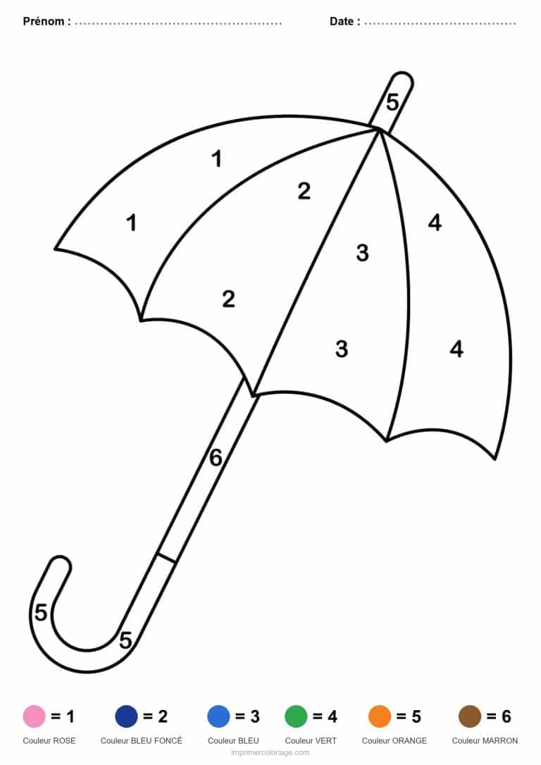 coloriage magique automne parapluie - dessin gratuit &agrave; imprimer