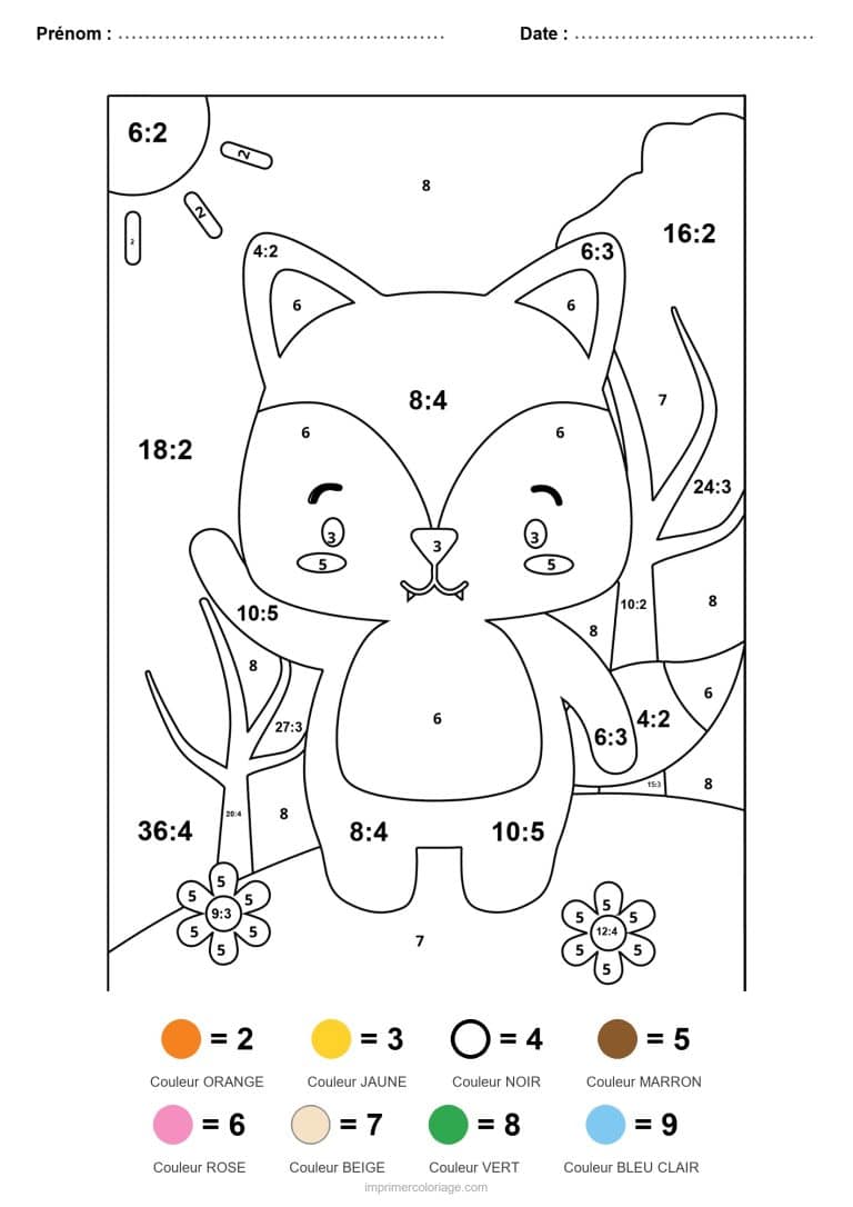 coloriage magique division chat facile - dessin gratuit &agrave; imprimer