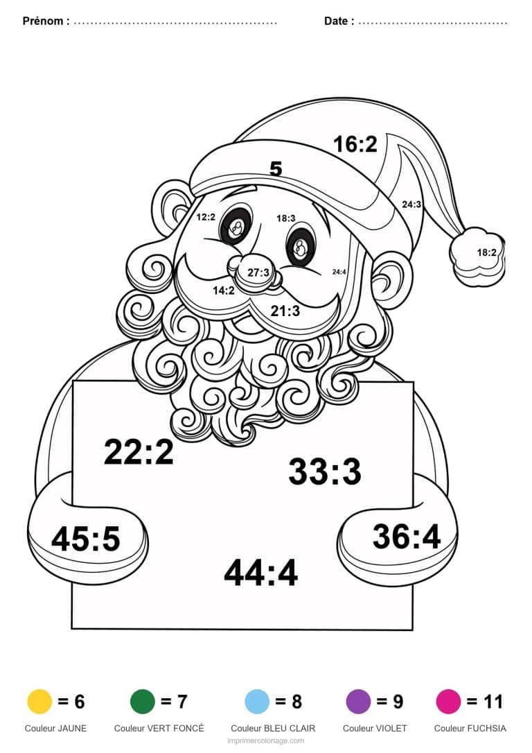 coloriage magique division pere noel a la pancarte difficile - dessin gratuit &agrave; imprimer