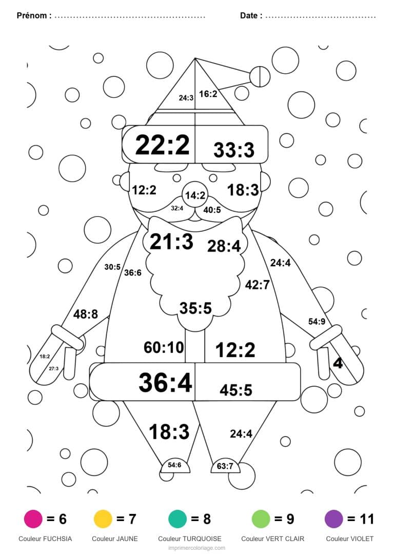 coloriage magique division pere noel debout difficile - dessin gratuit &agrave; imprimer