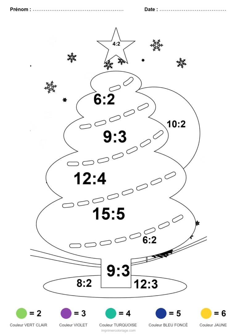 coloriage magique division sapin en spirale facile - dessin gratuit &agrave; imprimer