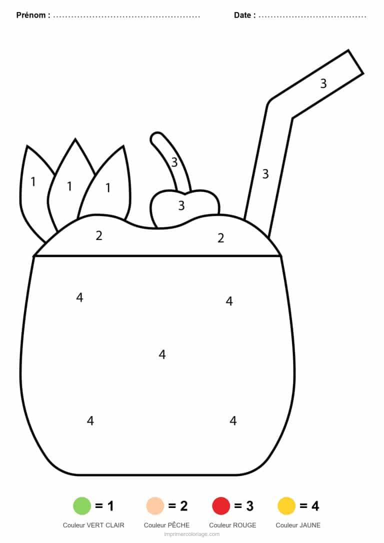 coloriage magique ete cocktail a la cerise - dessin gratuit &agrave; imprimer