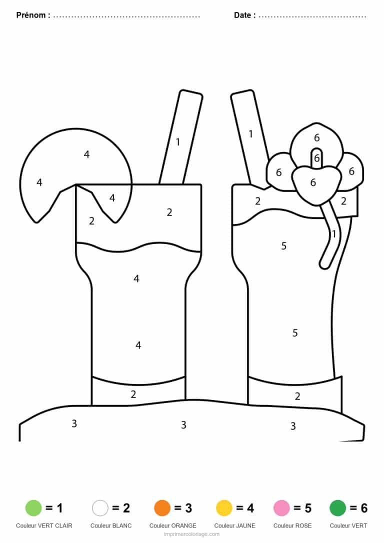 coloriage magique ete deux cocktails - dessin gratuit &agrave; imprimer