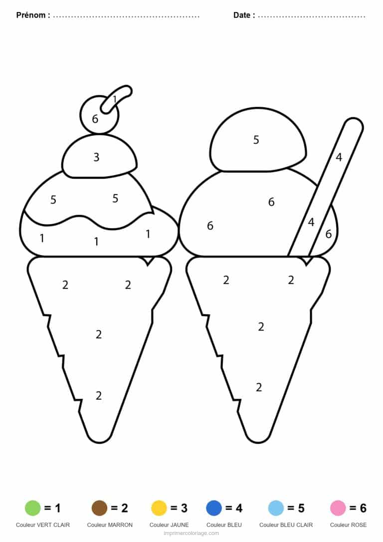 coloriage magique ete glaces en cornet - dessin gratuit &agrave; imprimer