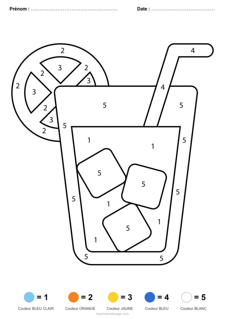 coloriage magique ete limonade glacee - dessin gratuit &agrave; imprimer