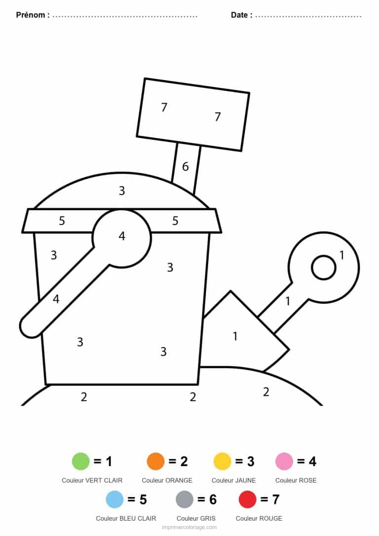 coloriage magique ete seau et pancarte - dessin gratuit &agrave; imprimer