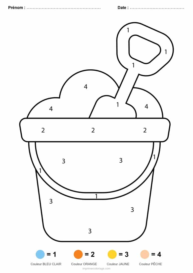 coloriage magique ete seau et pelle - dessin gratuit &agrave; imprimer