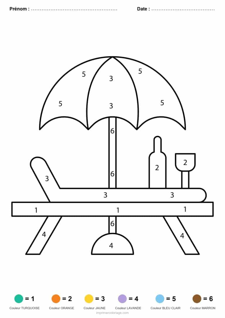 coloriage magique ete terrasse au bord de l eau - dessin gratuit &agrave; imprimer