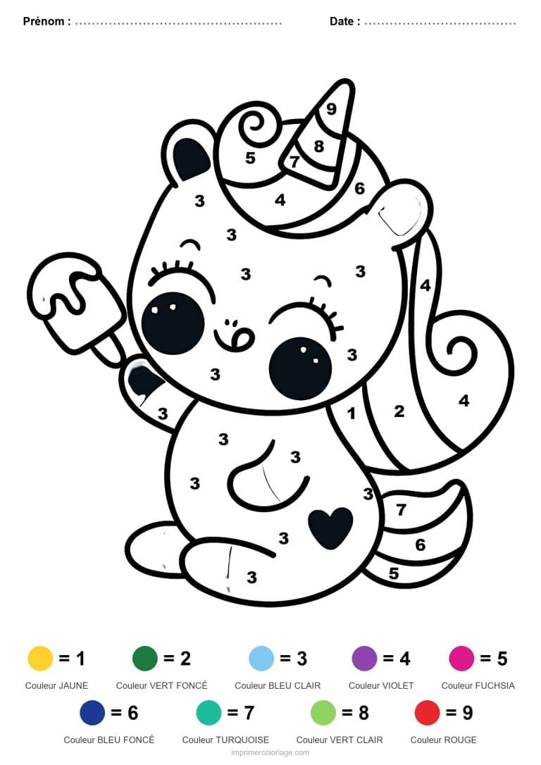 coloriage magique licorne bebe licorne - dessin gratuit &agrave; imprimer