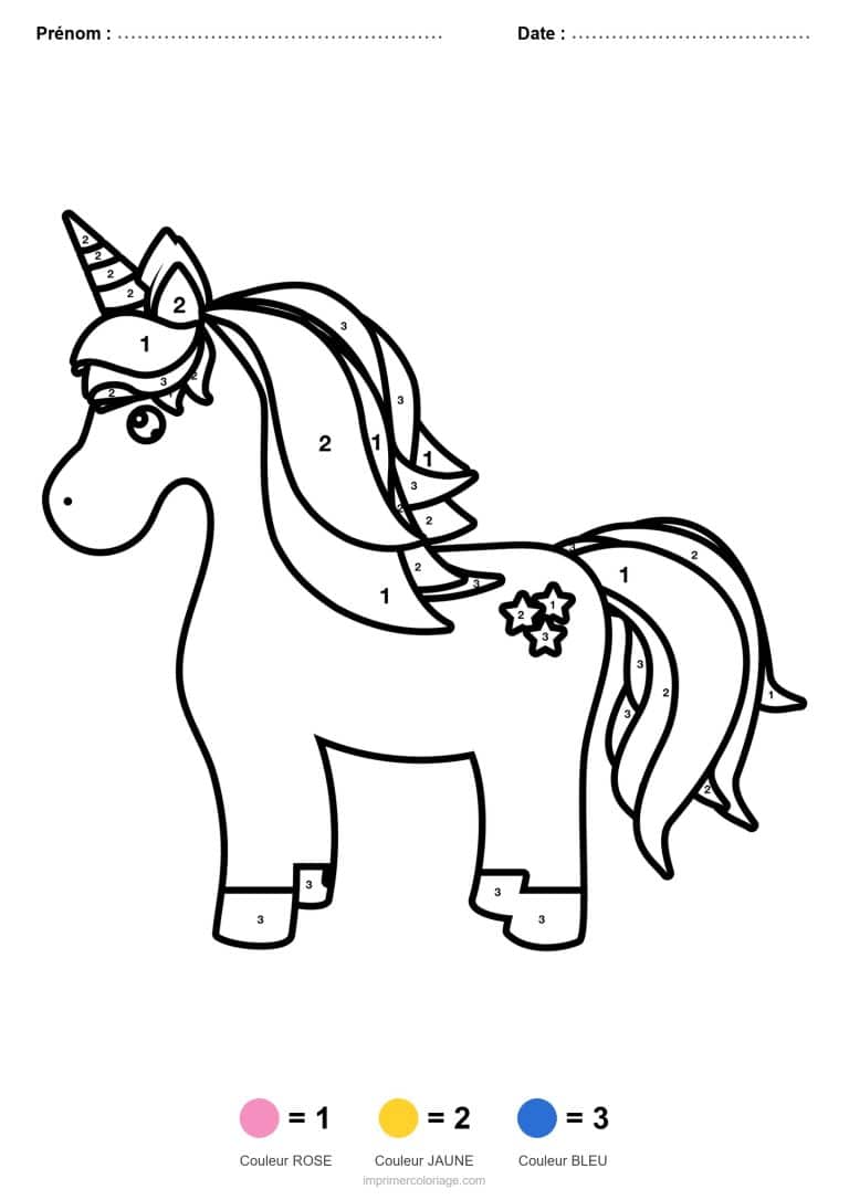 coloriage magique licorne licorne - dessin gratuit &agrave; imprimer