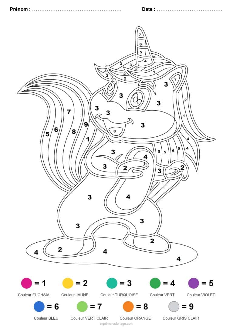 coloriage magique licorne licorne a la criniere ondulee - dessin gratuit &agrave; imprimer