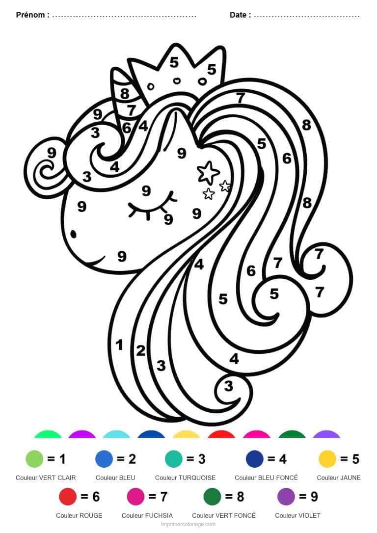 coloriage magique licorne licorne a la longue criniere 2 - dessin gratuit &agrave; imprimer
