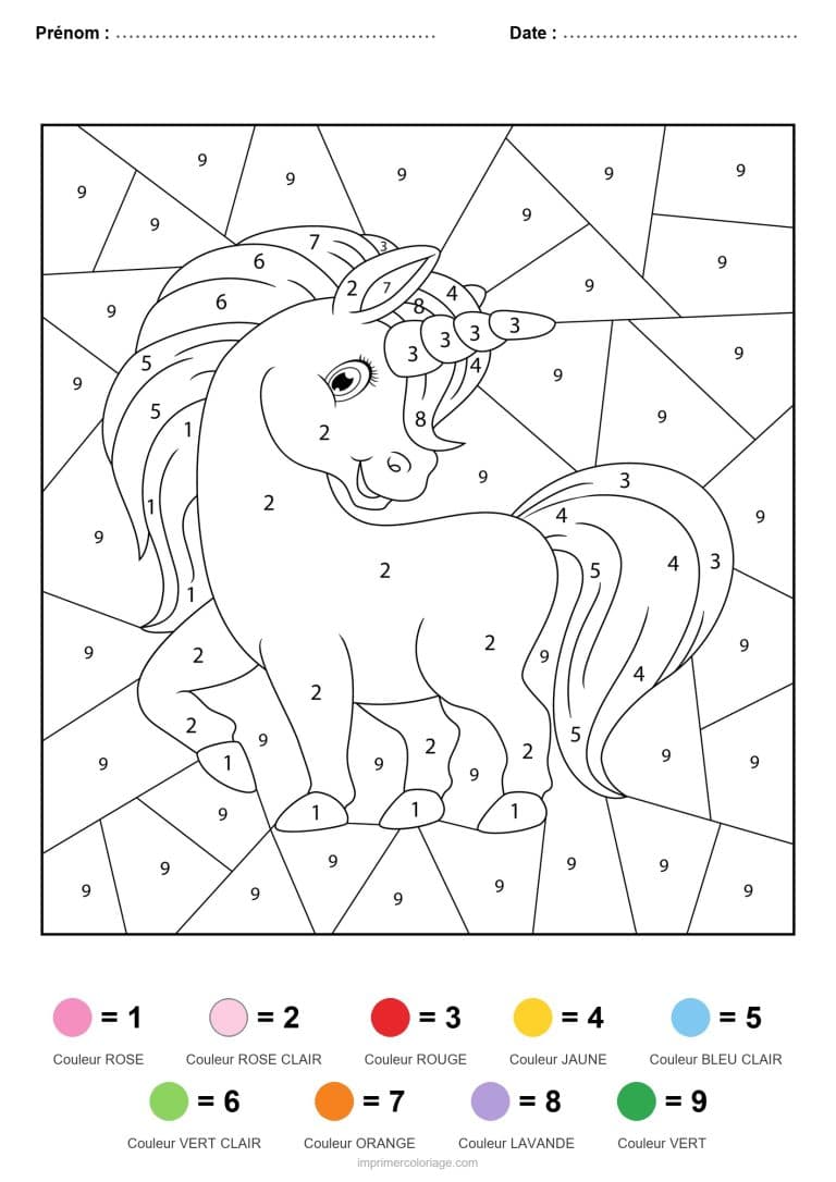 coloriage magique licorne licorne a la longue criniere 3 - dessin gratuit &agrave; imprimer