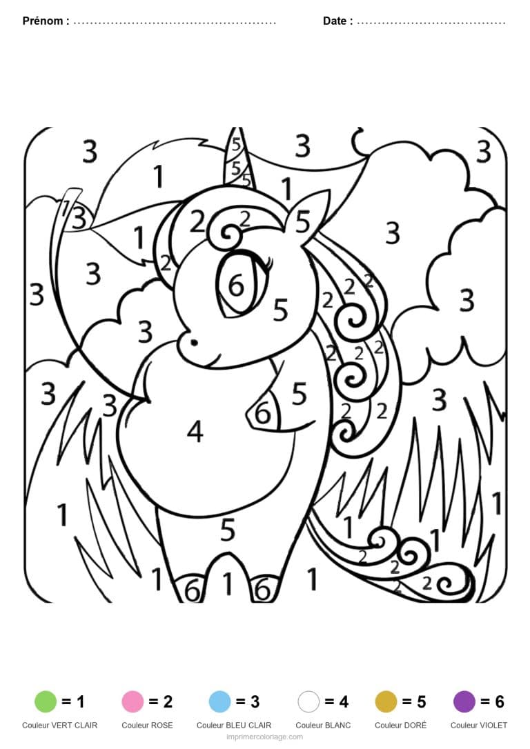 coloriage magique licorne licorne ailee dans les nuages - dessin gratuit &agrave; imprimer