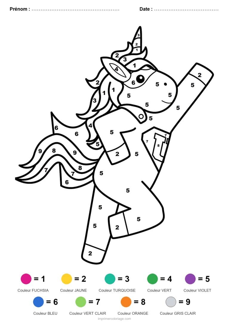 coloriage magique licorne licorne au crayon - dessin gratuit &agrave; imprimer