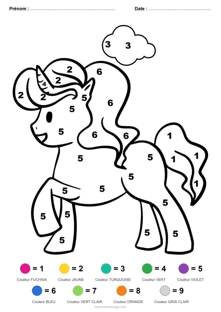 coloriage magique licorne licorne au galop - dessin gratuit &agrave; imprimer
