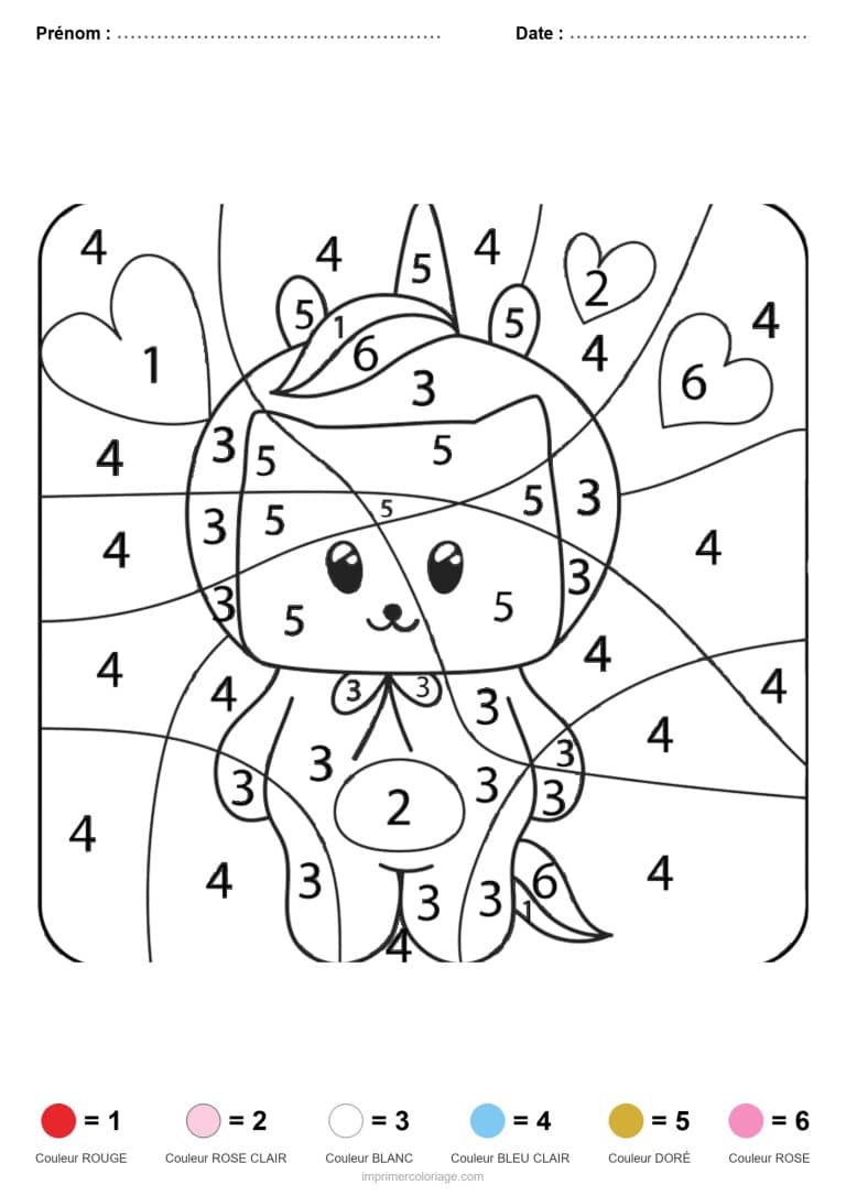 coloriage magique licorne licorne aux coeurs - dessin gratuit &agrave; imprimer