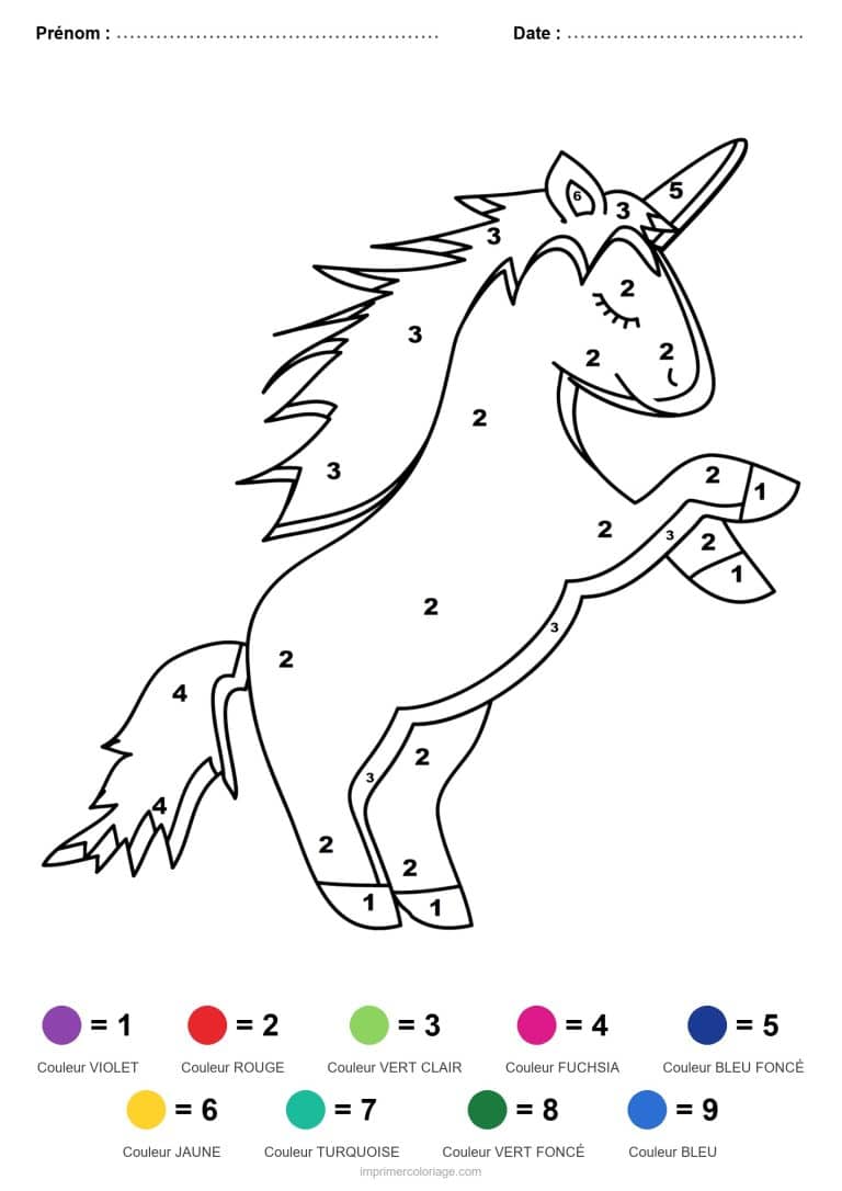 coloriage magique licorne licorne cabree - dessin gratuit &agrave; imprimer
