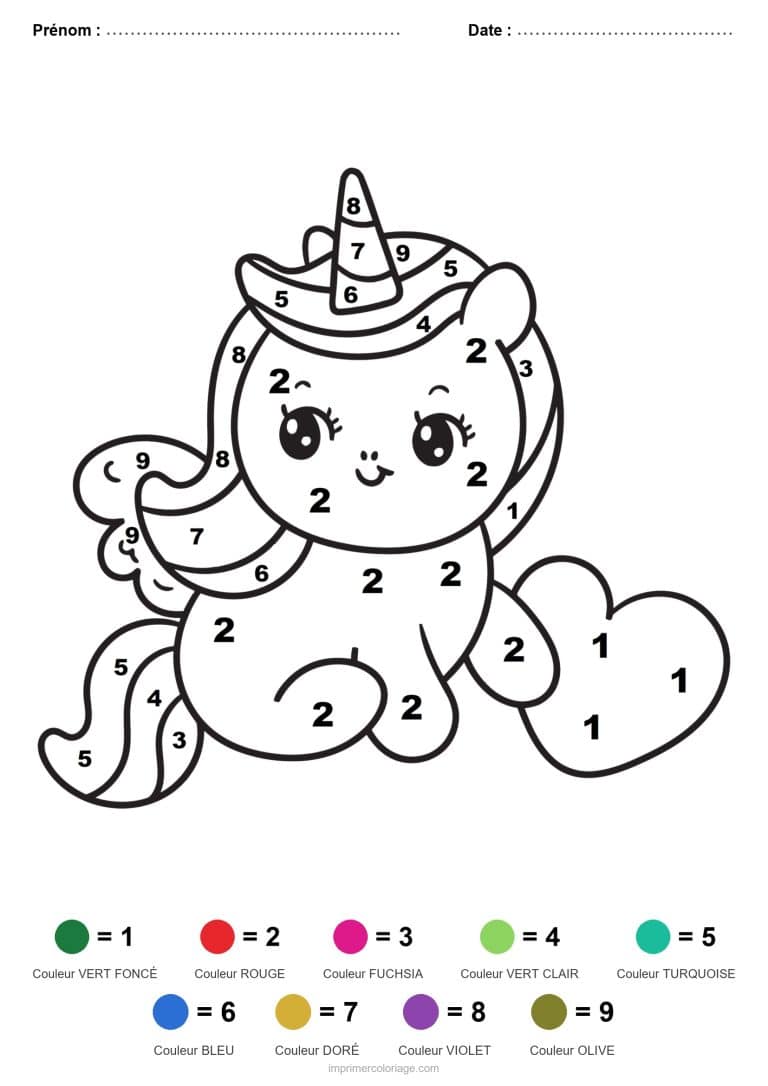 coloriage magique licorne licorne chat - dessin gratuit &agrave; imprimer
