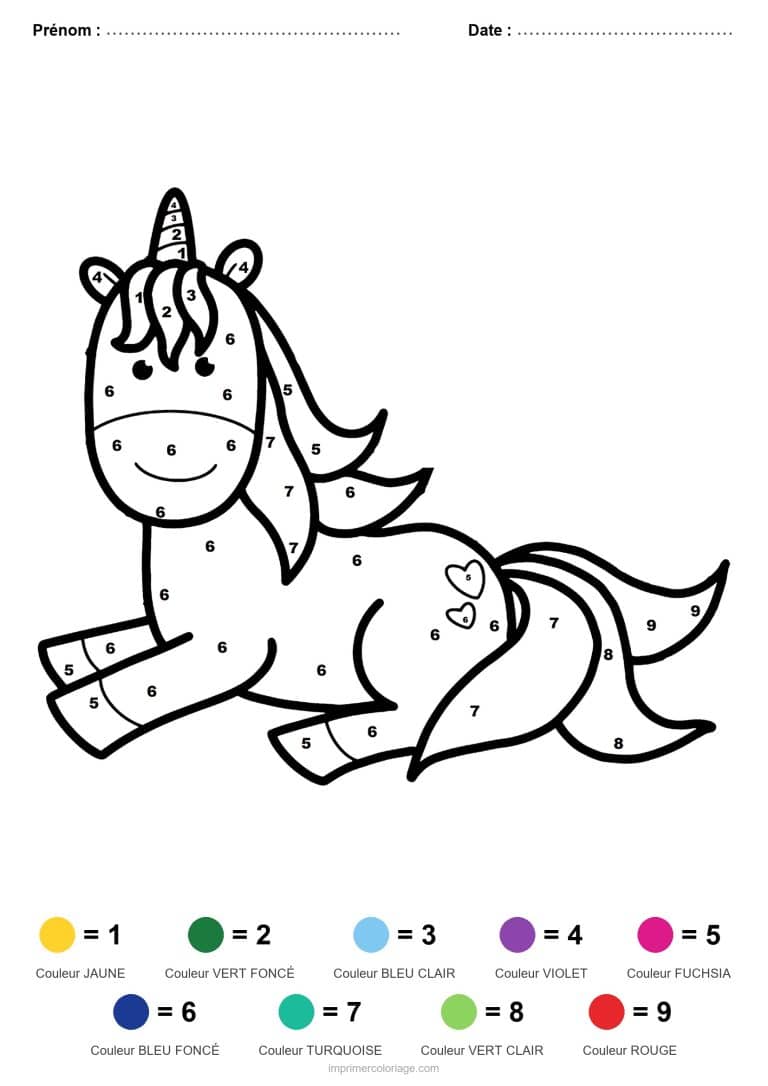 coloriage magique licorne licorne couchee - dessin gratuit &agrave; imprimer
