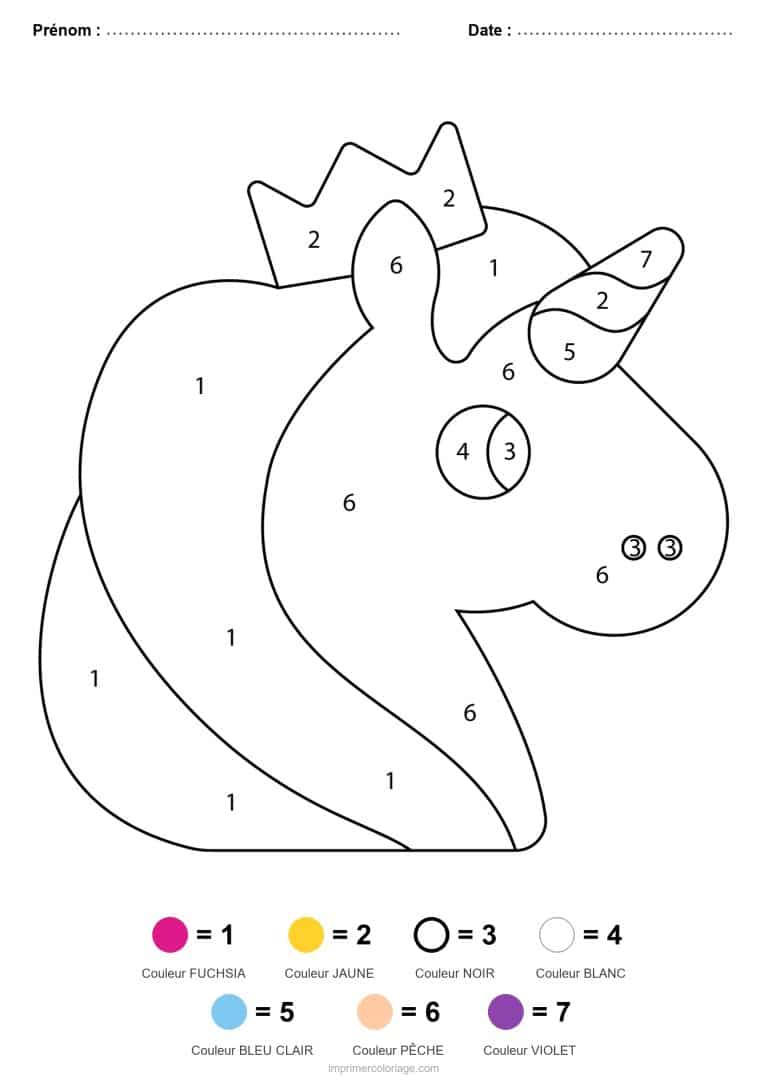 coloriage magique licorne licorne couronnee 2 - dessin gratuit &agrave; imprimer