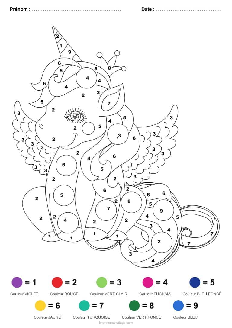 coloriage magique licorne licorne couronnee - dessin gratuit &agrave; imprimer