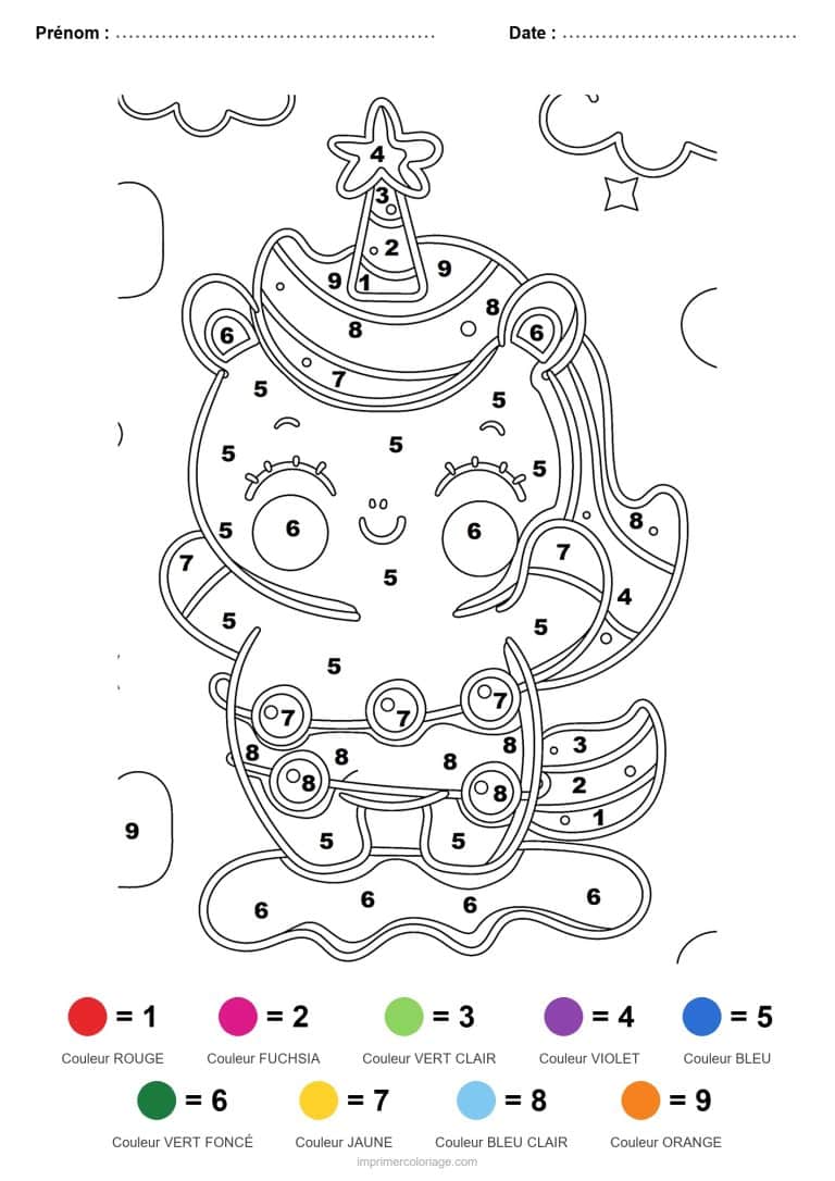 coloriage magique licorne licorne de fete - dessin gratuit &agrave; imprimer