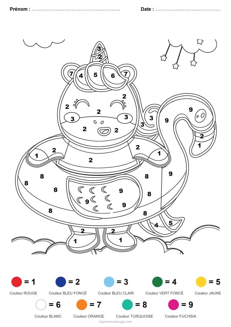 coloriage magique licorne licorne en tasse - dessin gratuit &agrave; imprimer
