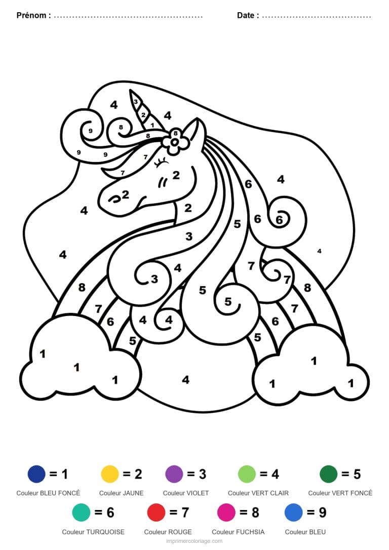 coloriage magique licorne licorne endormie - dessin gratuit &agrave; imprimer