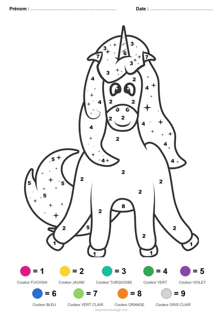 coloriage magique licorne licorne etoilee - dessin gratuit &agrave; imprimer