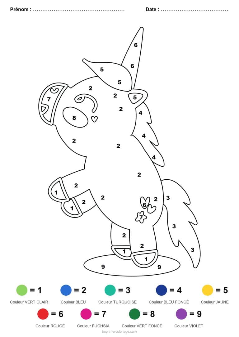 coloriage magique licorne licorne fleurie - dessin gratuit &agrave; imprimer