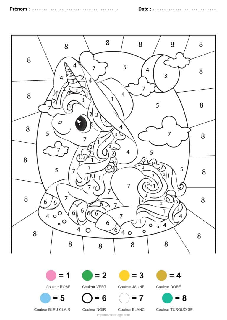 coloriage magique licorne licorne magicienne 3 - dessin gratuit &agrave; imprimer