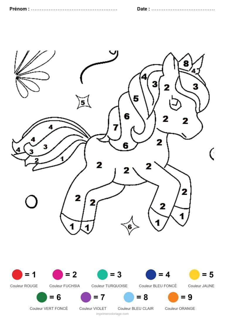 coloriage magique licorne licorne qui danse - dessin gratuit &agrave; imprimer