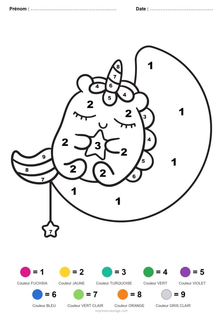 coloriage magique licorne licorne sur la lune 2 - dessin gratuit &agrave; imprimer