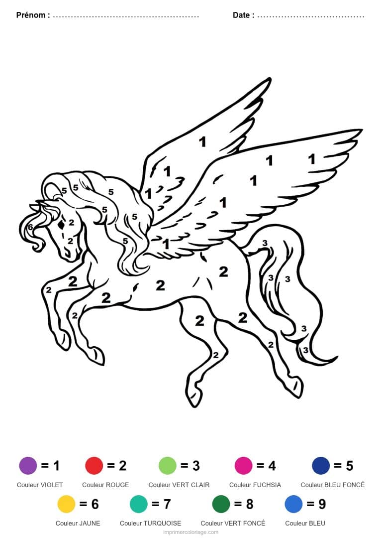 coloriage magique licorne pegase - dessin gratuit &agrave; imprimer
