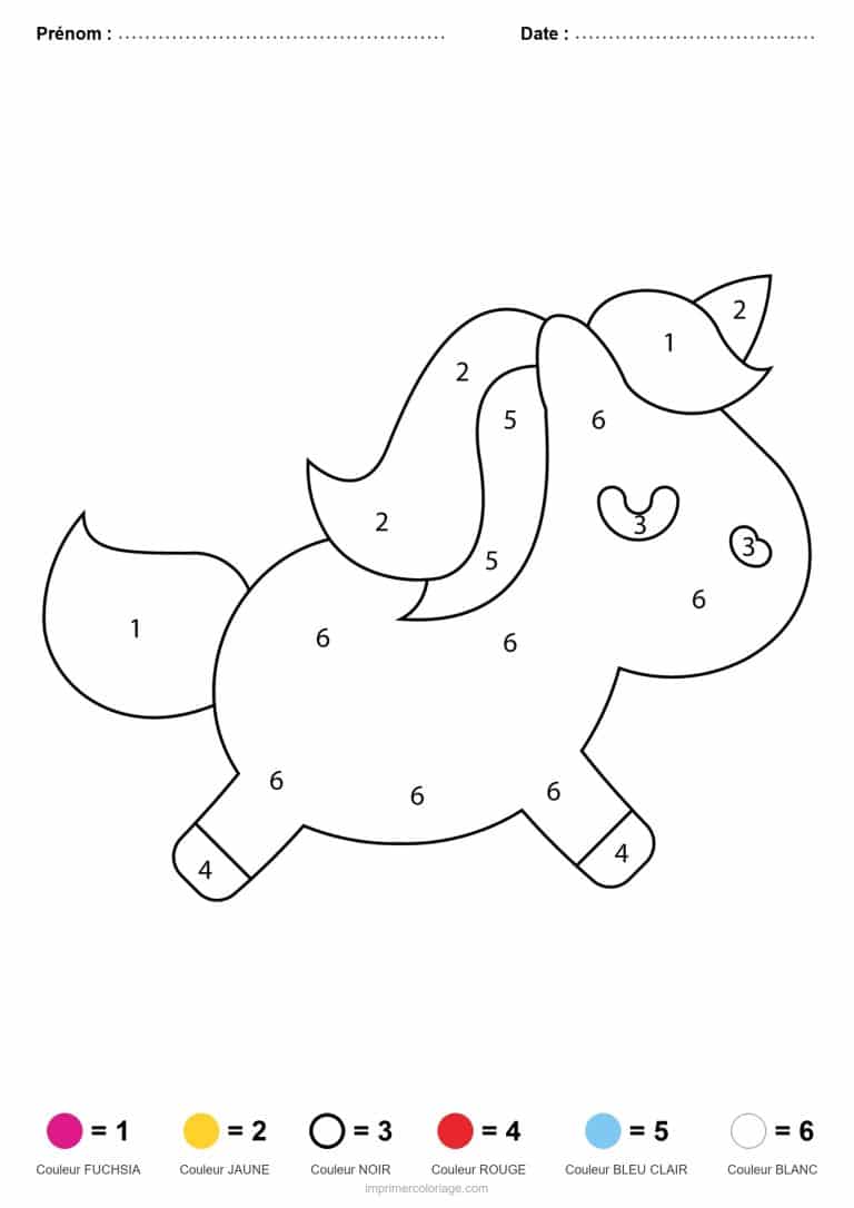coloriage magique licorne poney licorne qui court - dessin gratuit &agrave; imprimer
