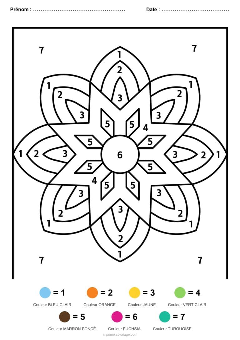 coloriage magique mandala etoile a huit branches - dessin gratuit &agrave; imprimer