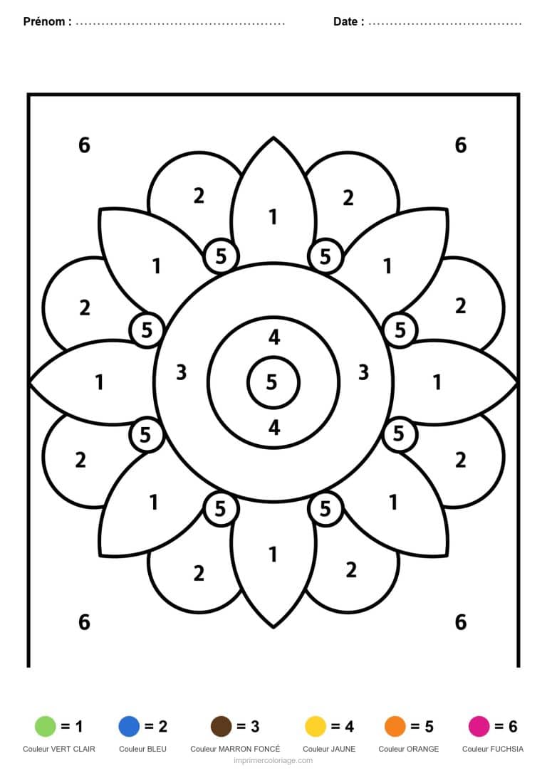 coloriage magique mandala fleur a coeur - dessin gratuit &agrave; imprimer