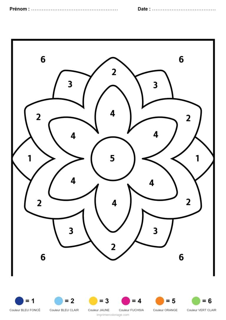 coloriage magique mandala fleur a huit branches - dessin gratuit &agrave; imprimer
