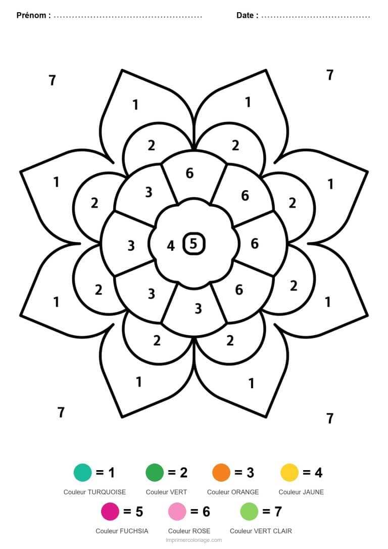 coloriage magique mandala fleur a huit petales - dessin gratuit &agrave; imprimer