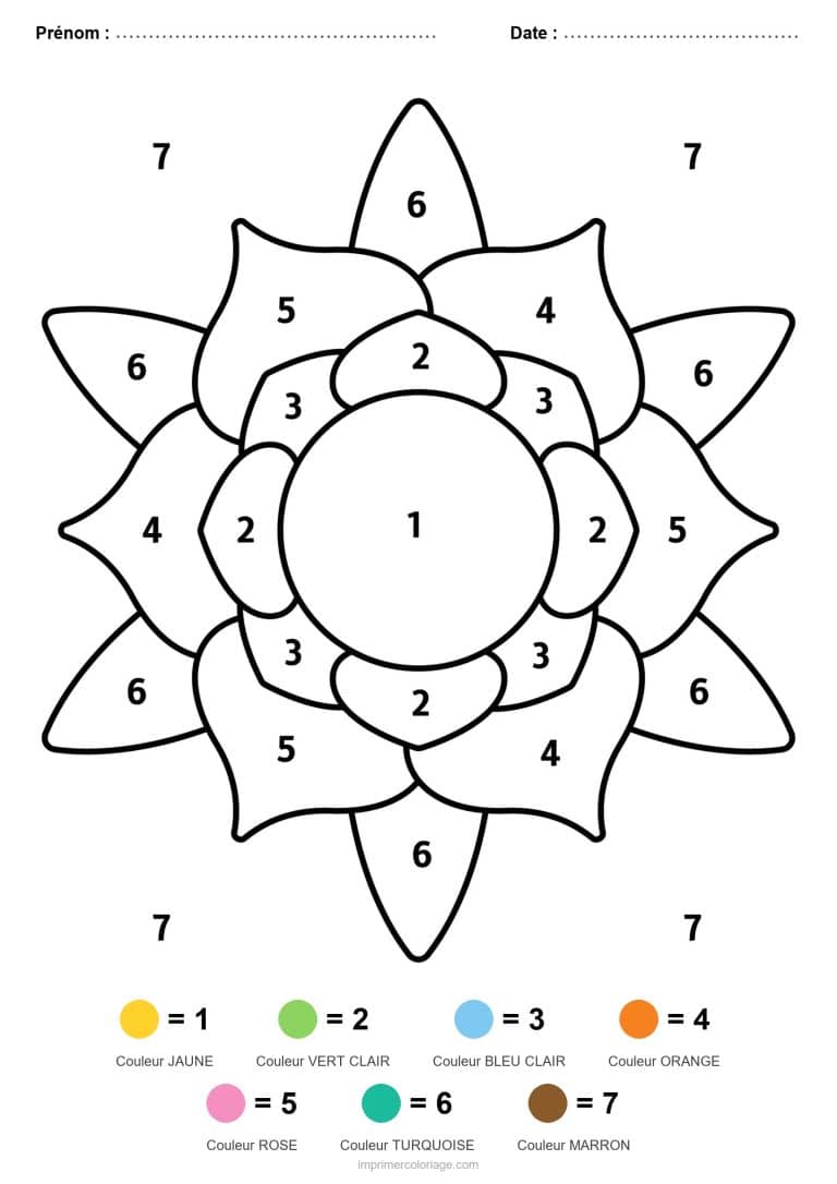 coloriage magique mandala fleur de lotus 2 - dessin gratuit &agrave; imprimer