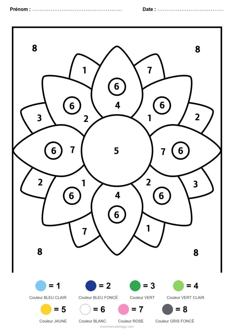 coloriage magique mandala fleur etoilee - dessin gratuit &agrave; imprimer