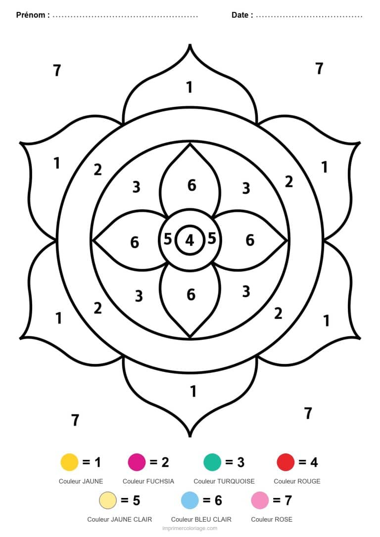 coloriage magique mandala lotus mandala - dessin gratuit &agrave; imprimer