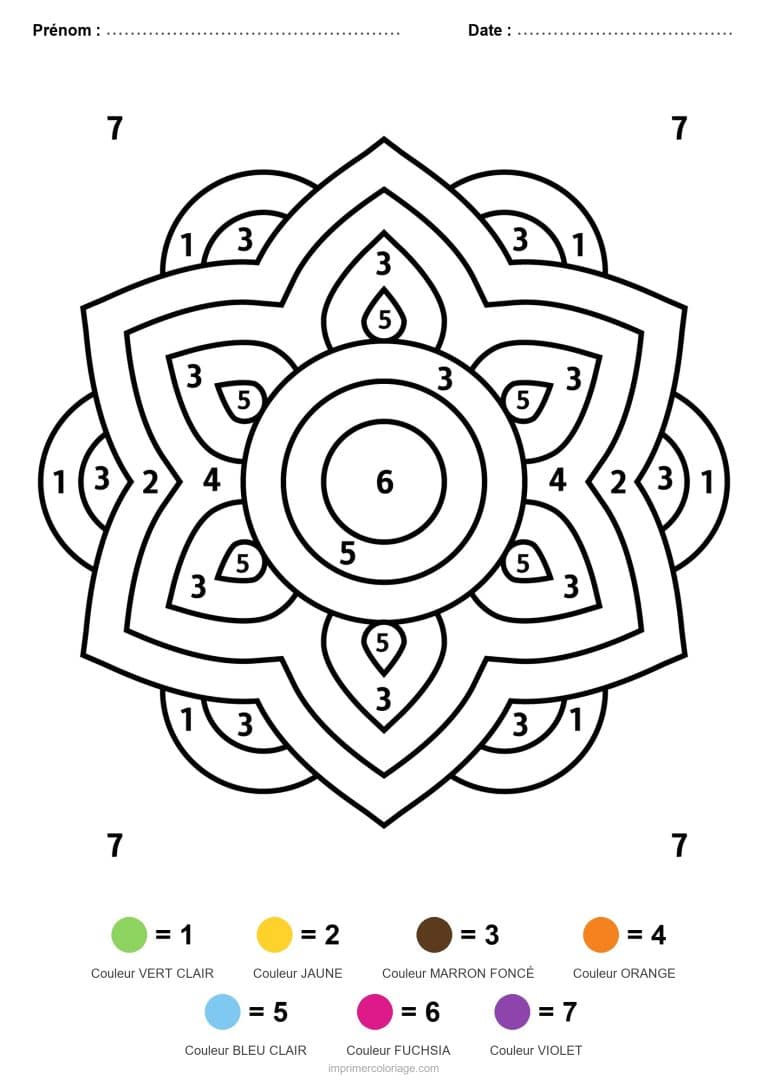 coloriage magique mandala mandala a collerette - dessin gratuit &agrave; imprimer