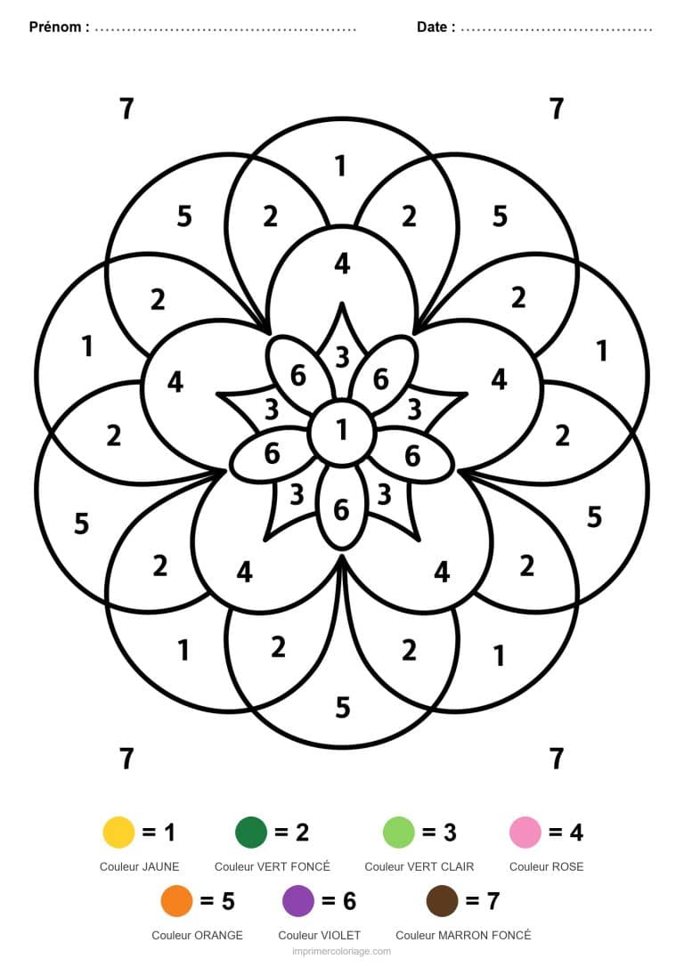 coloriage magique mandala mandala a corolles - dessin gratuit &agrave; imprimer