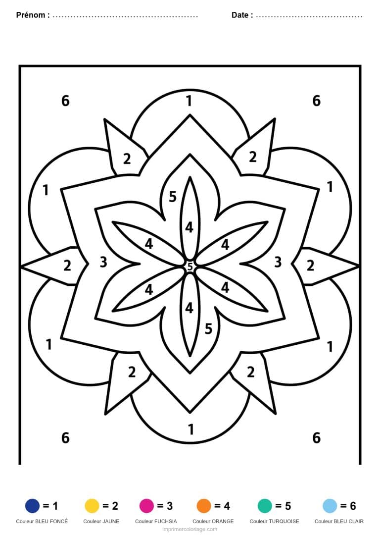 coloriage magique mandala mandala en fleur - dessin gratuit &agrave; imprimer