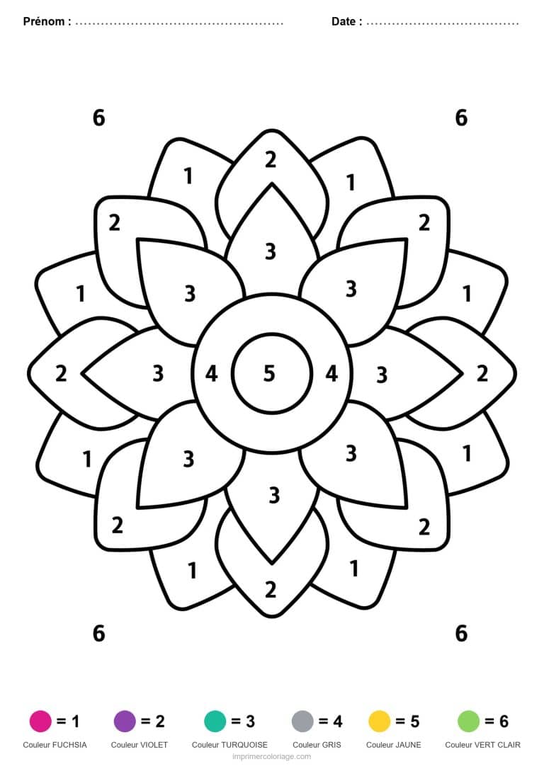 coloriage magique mandala mandala en marguerite - dessin gratuit &agrave; imprimer