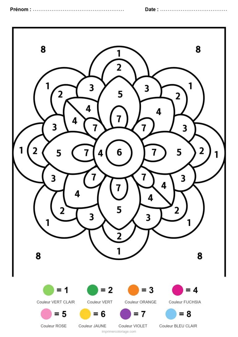 coloriage magique mandala mandala fleuri - dessin gratuit &agrave; imprimer